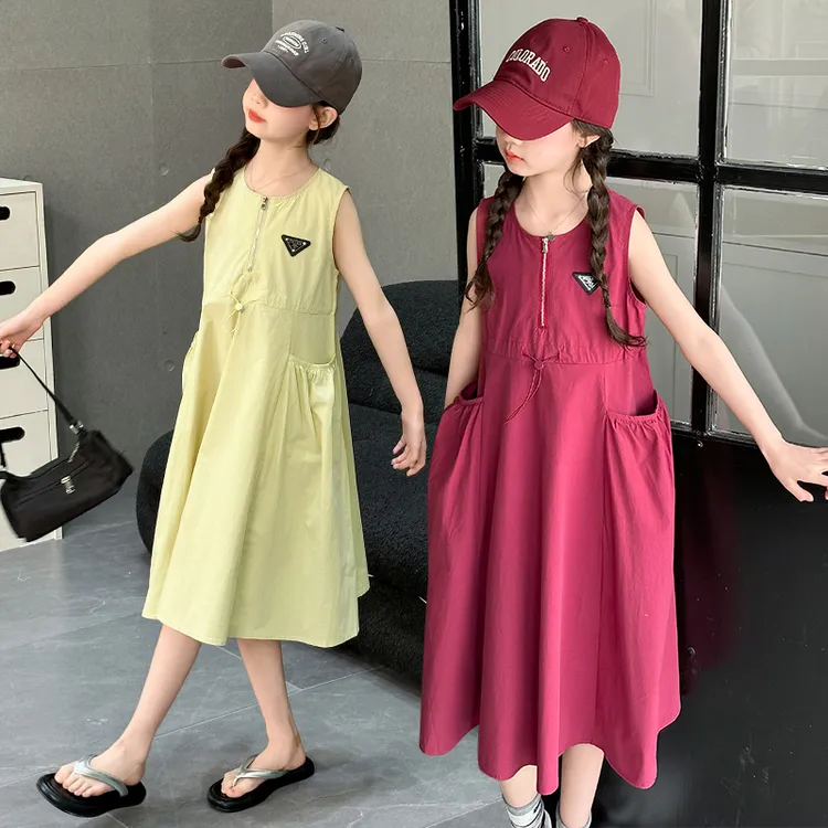 女童连衣裙夏季2025新款女孩大童夏装无袖背心裙儿童棉布公主裙子
