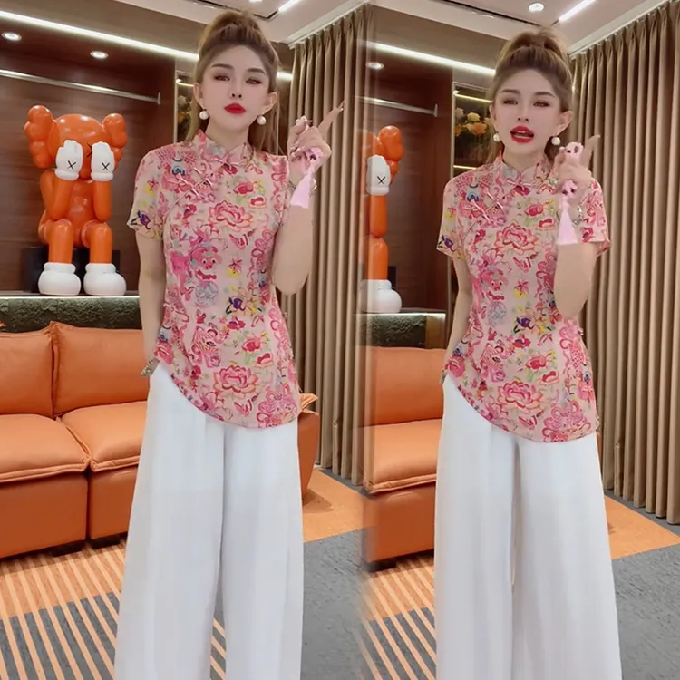  2025夏季新款时尚显瘦气质网红高档洋气女宽松大码短袖两件套潮