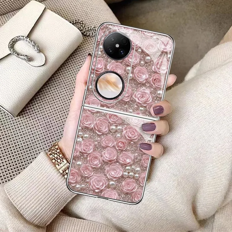 适用折叠屏华为pocket2手机壳轻奢玫瑰p50pocket全包软边pocket S