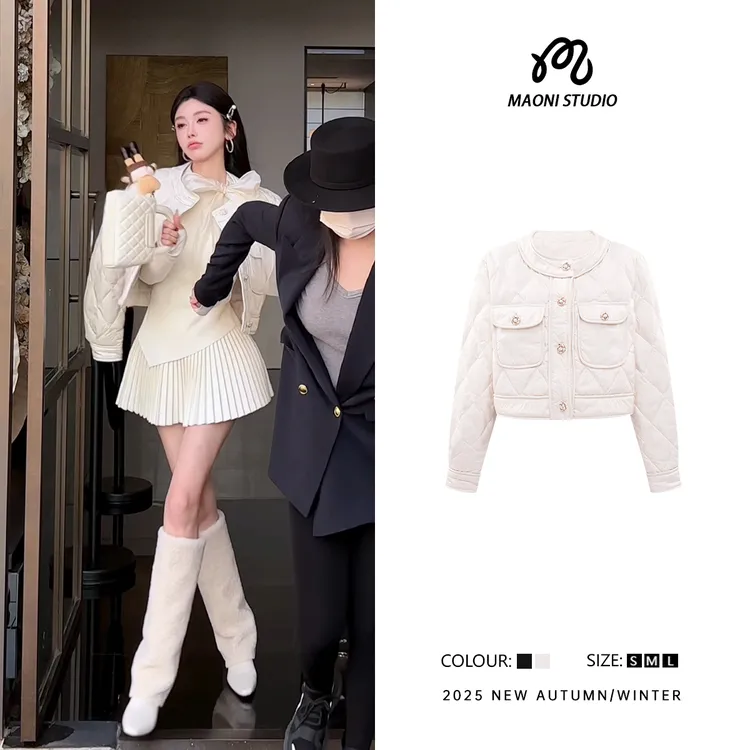 毛妮LADIESFIRST短款小香风羽绒服翻领宽松高级感超好看外套L2854