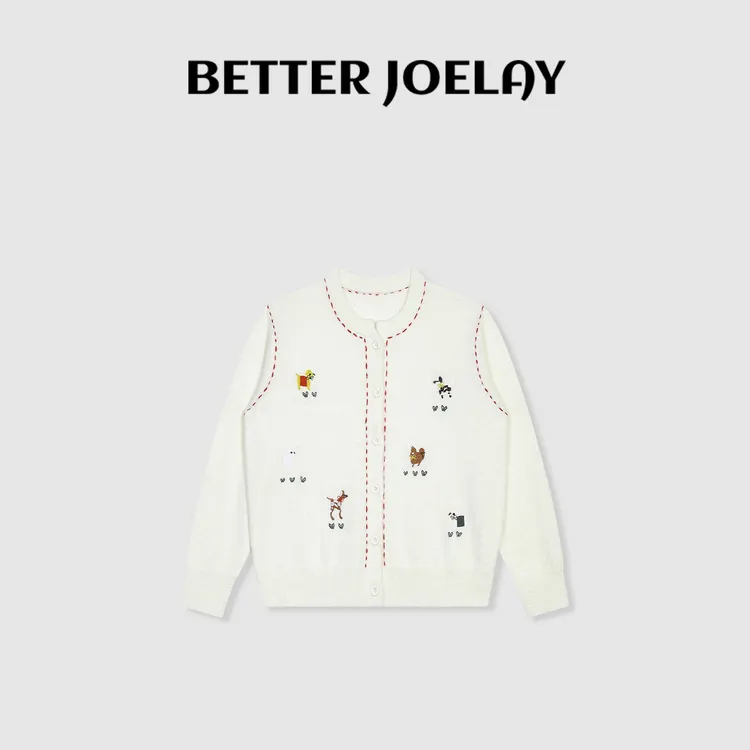 BETTER JOELAY-【萌犬乐园】羊毛简约针织开衫个性慵懒LL6033