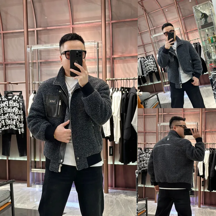 《发现者》新品“羊毛混纺”轻奢男士拼接山羊皮羽绒服外套~57200