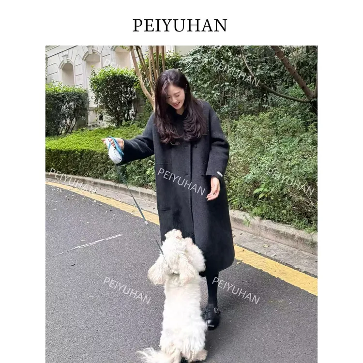 佩佩PF 【赫本大衣】双面毛大衣外套 S1335 5115217 显瘦气质时尚