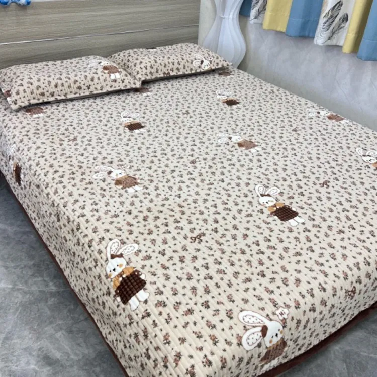 【秋冬新品】加厚牛奶绒床盖  可机洗水洗