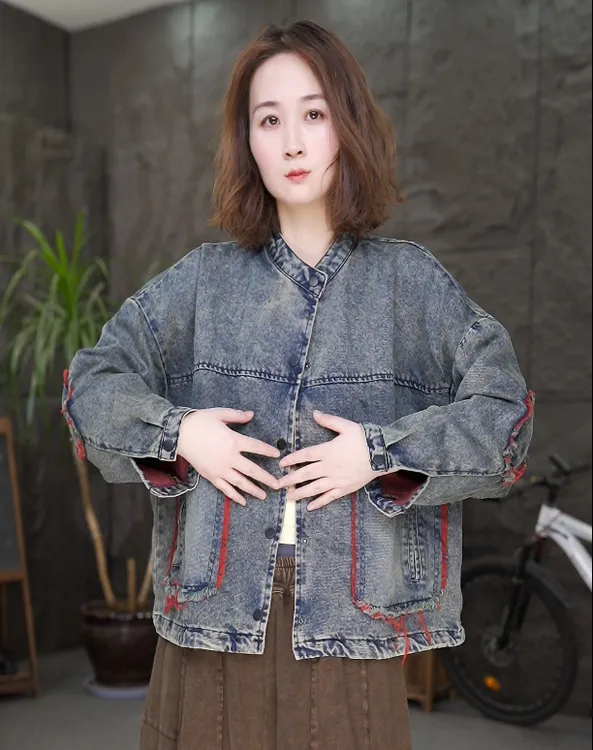 宽松型立领女通勤单排扣短外套春季短款百搭潮流风上衣女