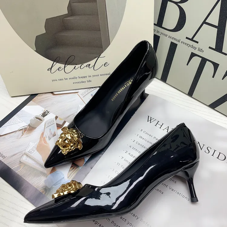 2025年秋季新款金属美人面性感御姐百搭细跟高跟鞋