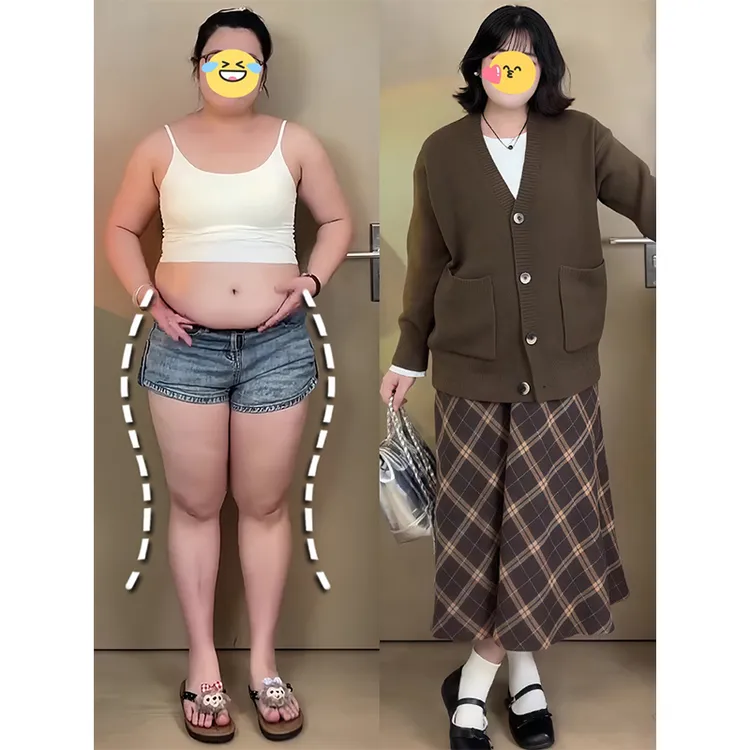 大码慵懒风复古针织套装早秋微胖mm外套长袖T恤格纹半身裙三件套