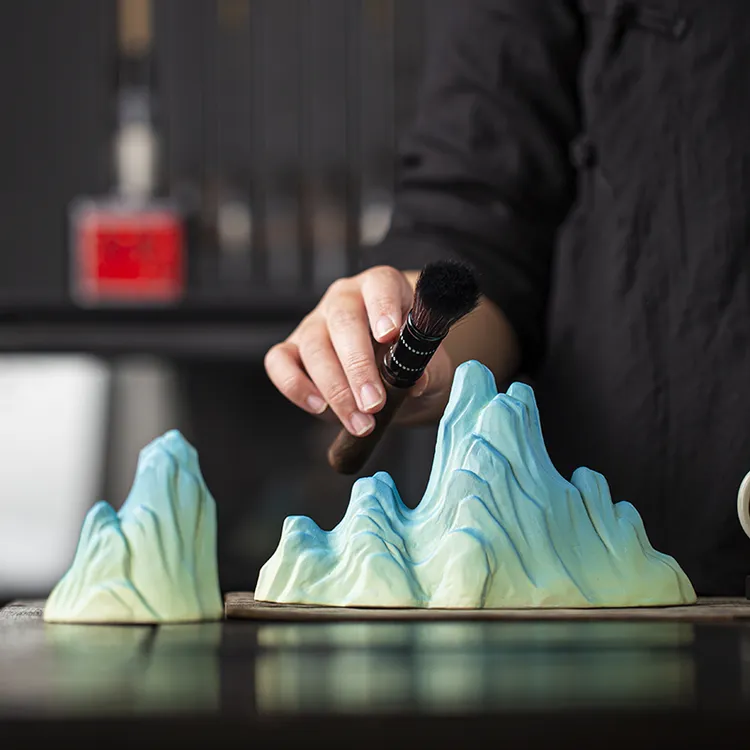 中式禅意茶道千里江山创意景观假山装饰品造景陶瓷玄关摆件鱼缸