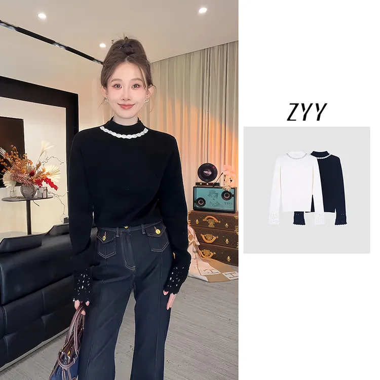 ZYY【巴黎街道】2025/S新品修身新款项链针织内搭上衣X25QZZ05076