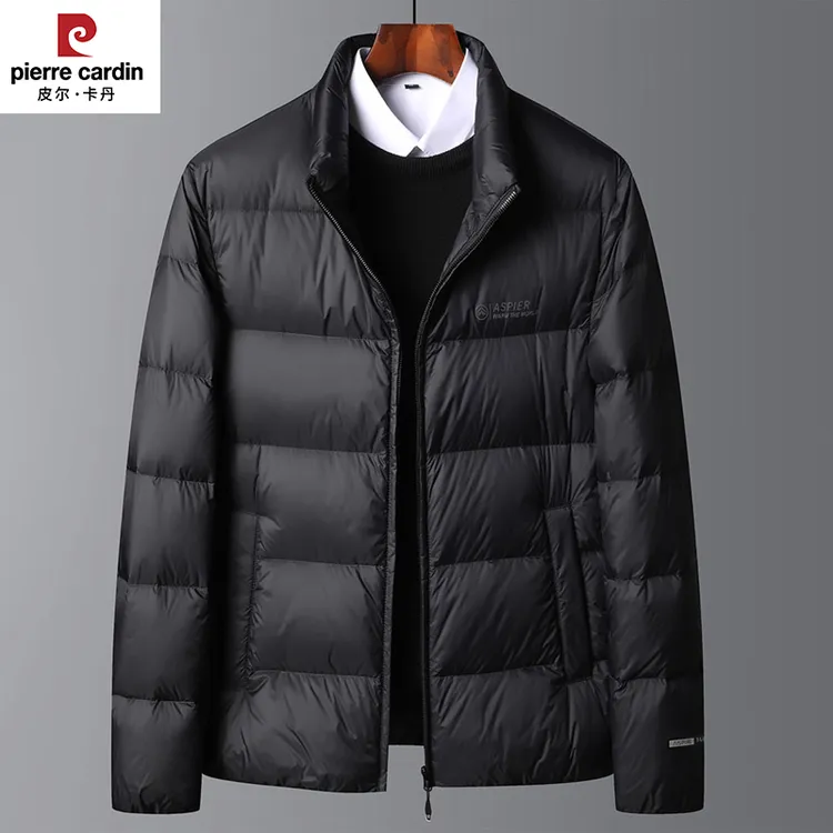 皮尔卡丹男士羽绒服2025冬季新款立领外套轻薄款90白鸭绒面包服