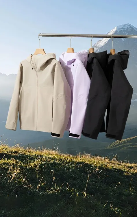 户外三层压胶连帽冲锋衣斜拉链防风防水硬壳夹克男女同款百搭2828