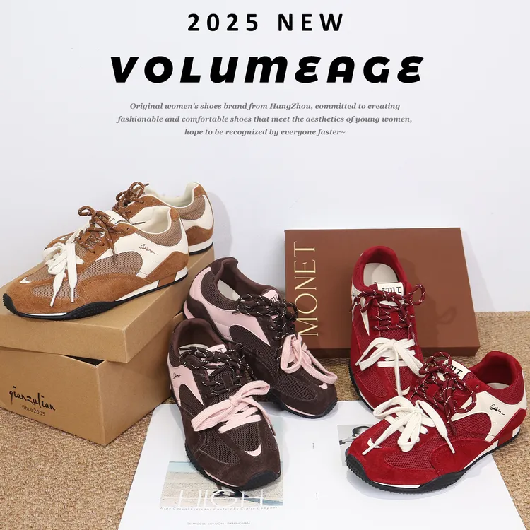 真皮内增高透气德训鞋女2025秋季新款双鞋带软底休闲运动阿甘鞋潮