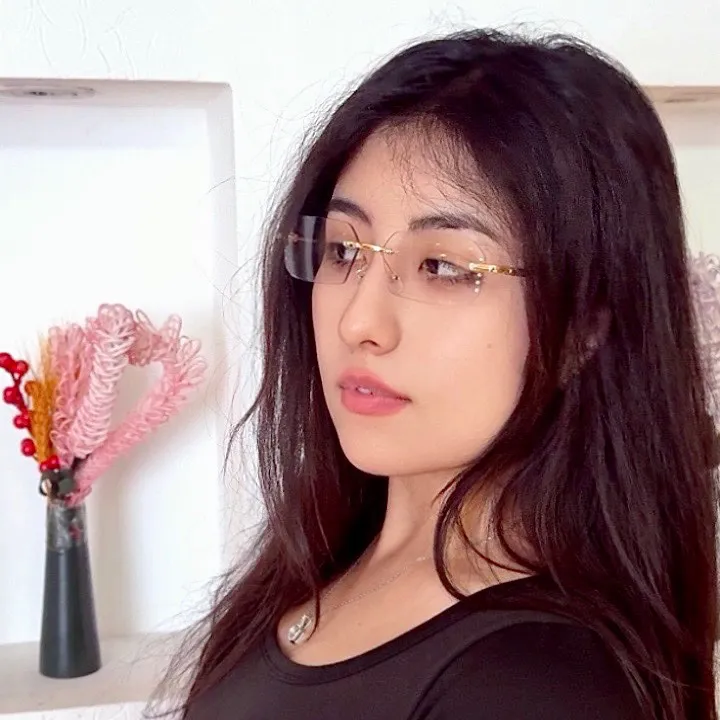 无框变色眼镜男钻石切边平光镜商务方形眼镜