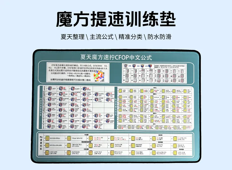 夏天速拧CFOP中文公式桌面垫子提速必备磁力三阶魔方