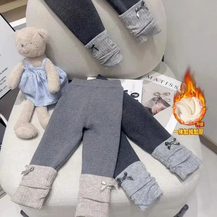 女童加绒加厚保暖裤2025秋冬装新款中小童修身显瘦弹力打底裤潮6