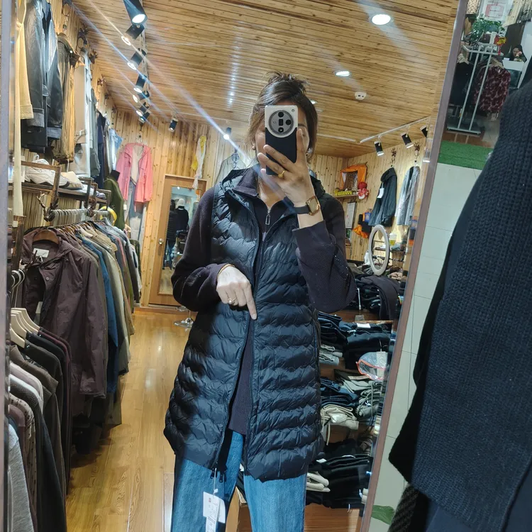 薄款中长款90羽绒服马夹8558