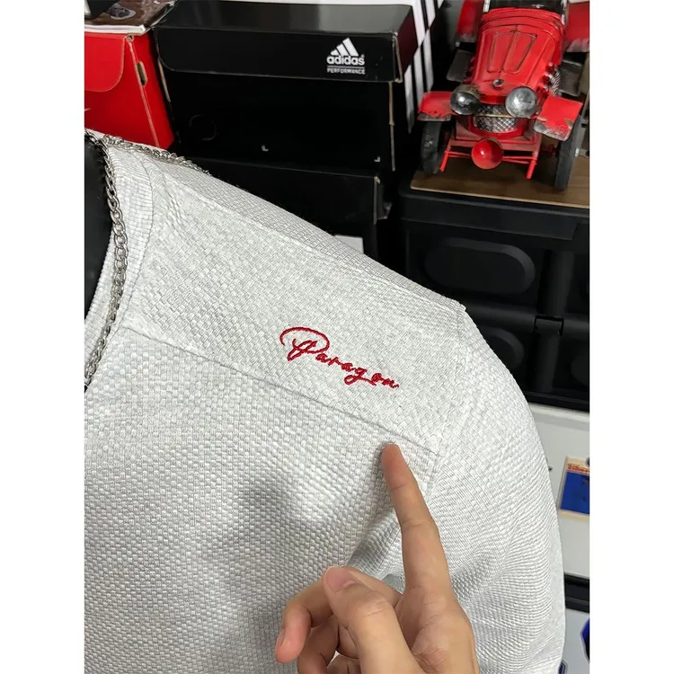 gtal美式蜂窝红标刺绣卫衣男款秋冬华夫格正肩长袖t恤内搭打底衫