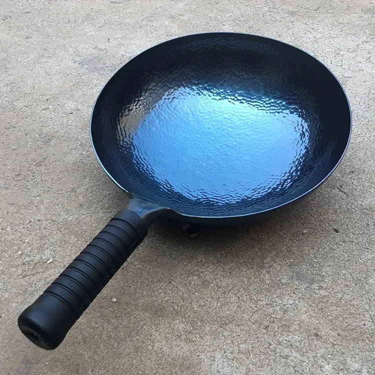 章丘手工铁锅锻打铁锅省油家用炒菜锅无涂层一体鱼鳞炒锅不粘锅