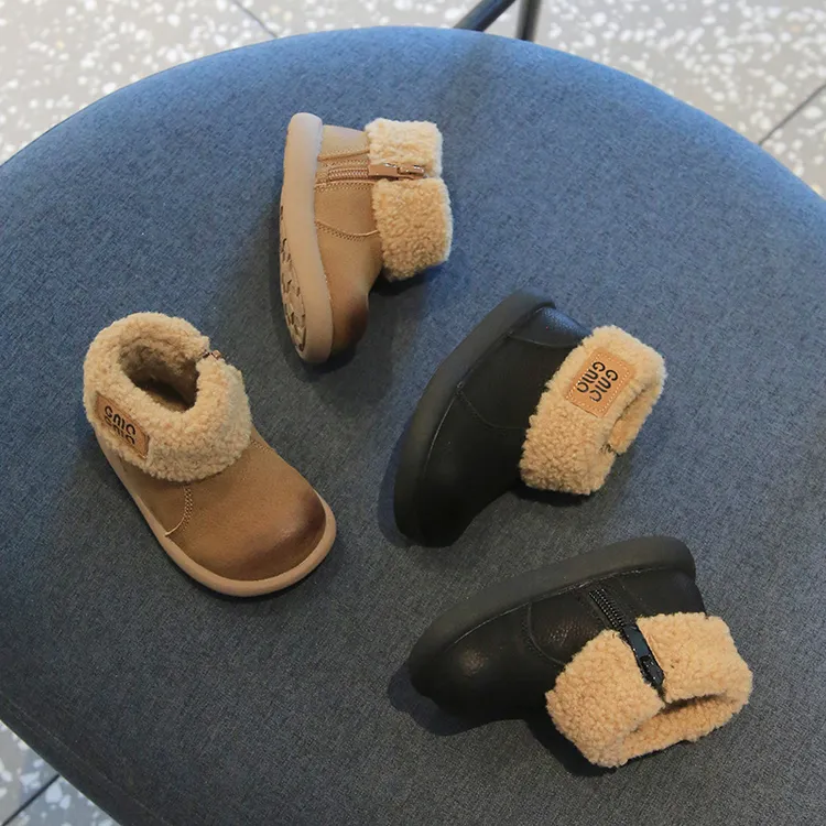 615宝宝棉鞋冬季加绒韩版高帮加厚靴子1-2--3岁防滑小童学步鞋子