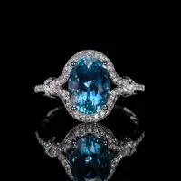 如苑珠宝18K金海蓝宝戒指/2.24ct+/GUILD/超级圣玛丽亚