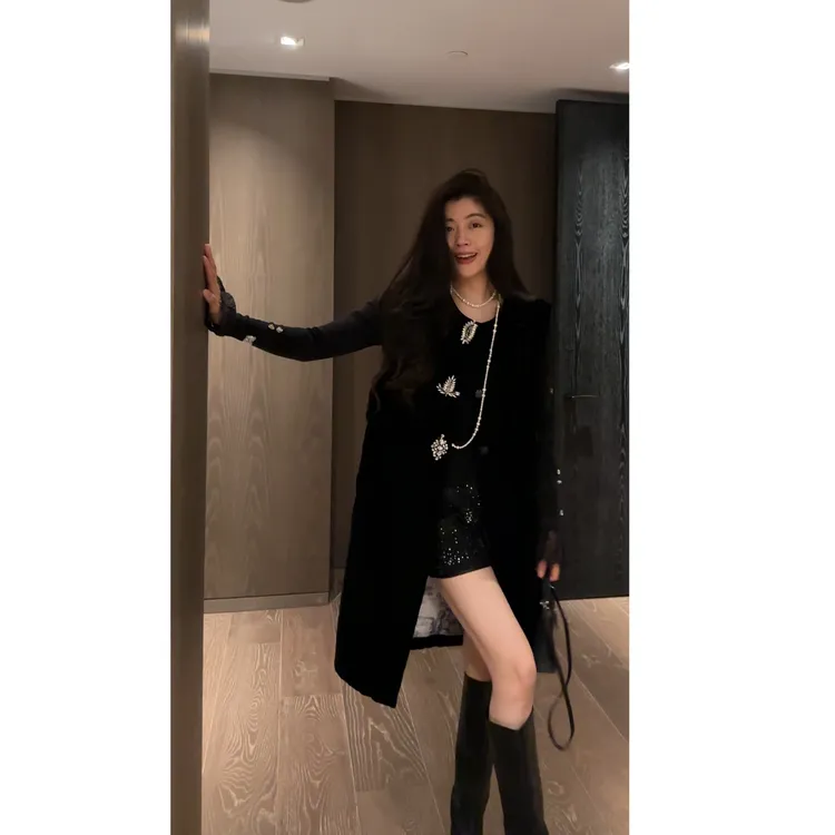 【N·COU】25冬【许我耀眼】三颗不规则钉珠夹棉丝绒马甲唐装DY22902