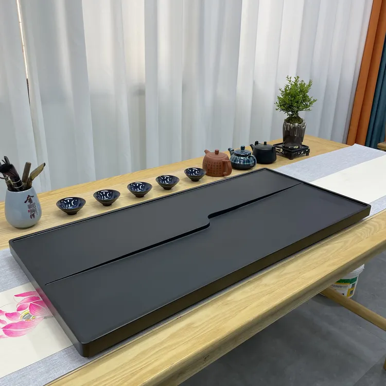 （活动款）天然乌金石排水式桌面专用石茶盘简约家用茶室茶台配套
