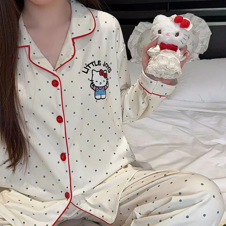 女士德绒保暖秋冬长袖长裤卡通睡衣可爱休闲家居服