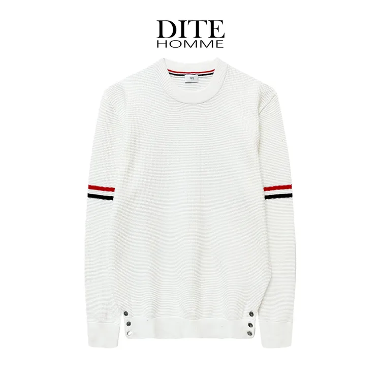 DITE男装 条纹针织25秋季时尚三色织带款休闲百搭条纹纯棉圆领