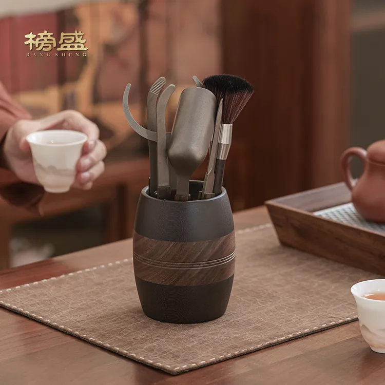 胡桃木茶道六君子高档实木茶具配件整套茶刀茶针茶夹茶勺泡茶工具