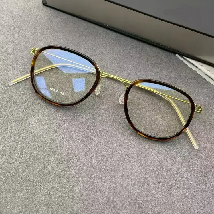 中金林德伯rim系列MAX手工纯钛近视眼镜框小脸复古无螺丝镜架男女