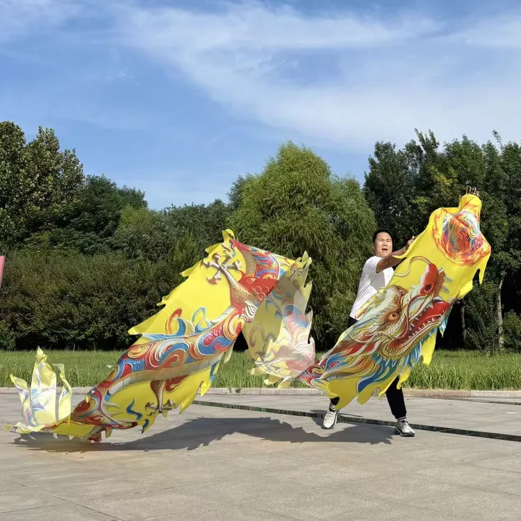 新款五件套8米炫彩龙彩带龙镂空龙头可水洗一体健身龙彩带套装