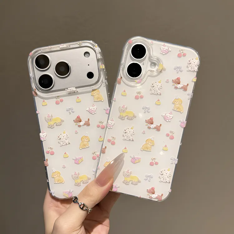 ins小清新油画甜品狗狗imd手机壳适用苹果iPhone17/16/15华为p70