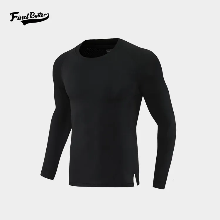 新款紧身衣篮球运动训练长袖拼接高弹透气速干投篮服打底衫男-T01