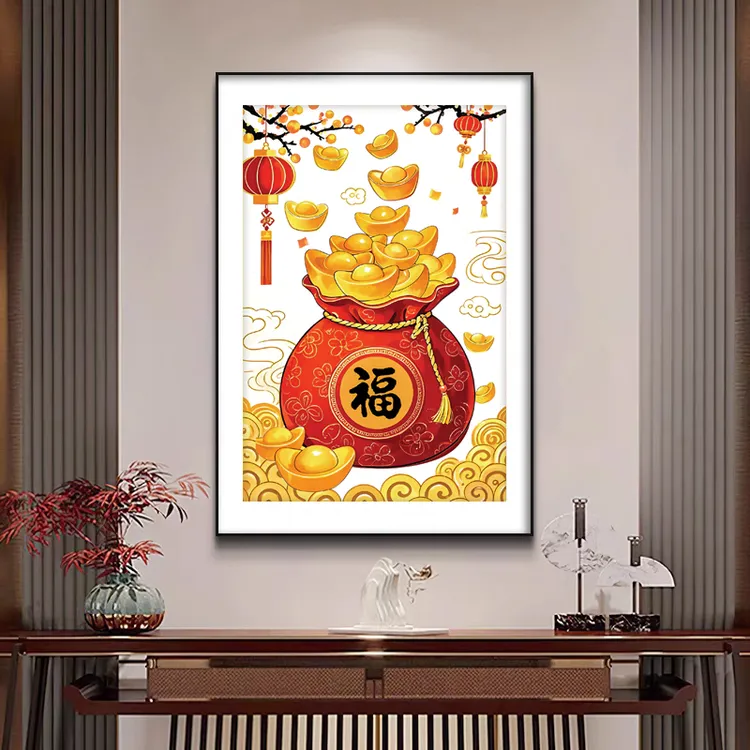 【美娜丽莎】客厅玄关画福气满满十字绣21色满绣无勾边吉祥喜庆