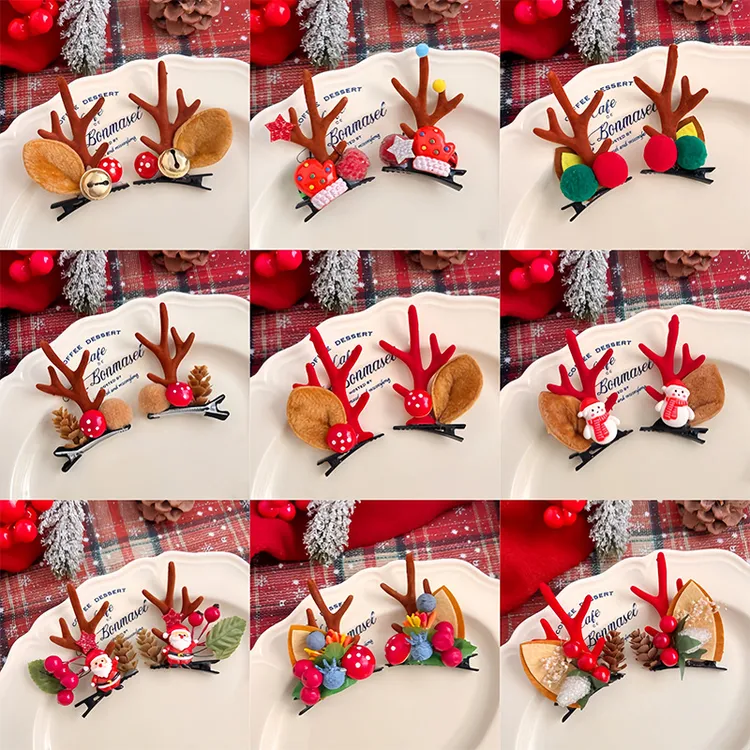 圣诞节红色鹿角发夹节日拍照道具装扮饰品成人发卡可爱小礼物发饰