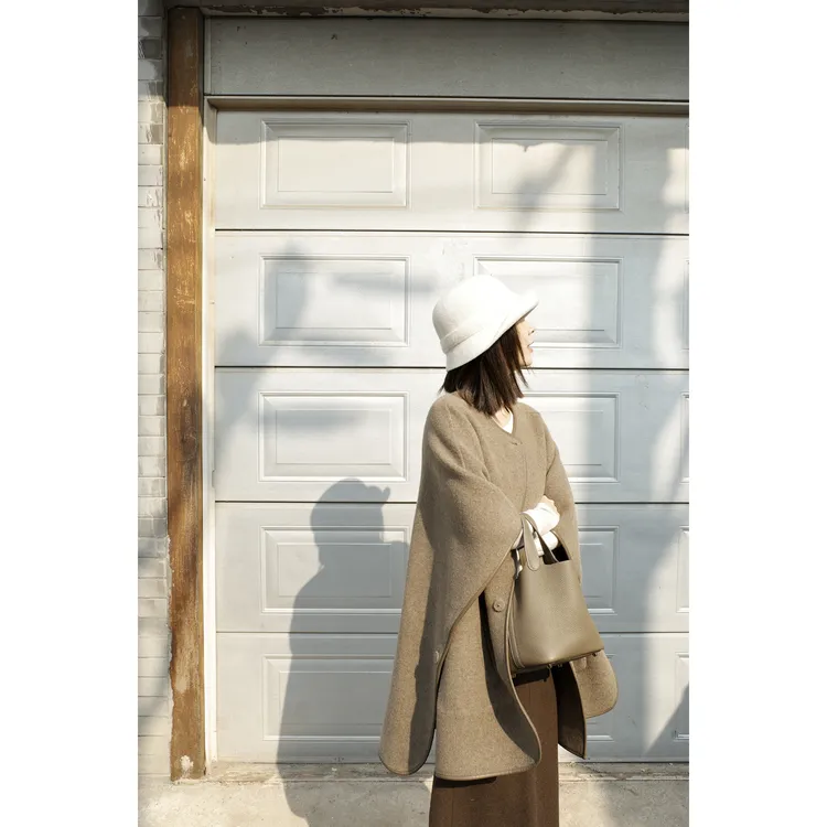 CHENSMCHEN 进口绵羊毛大衣女秋冬时尚设计感毛呢外套CSD9155WL