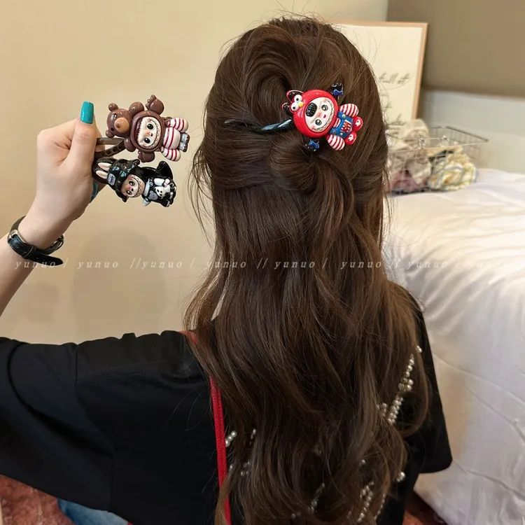 可爱卡通拉布布一字扭扭夹简约盘发抓夹2025新款发夹女后脑勺头饰
