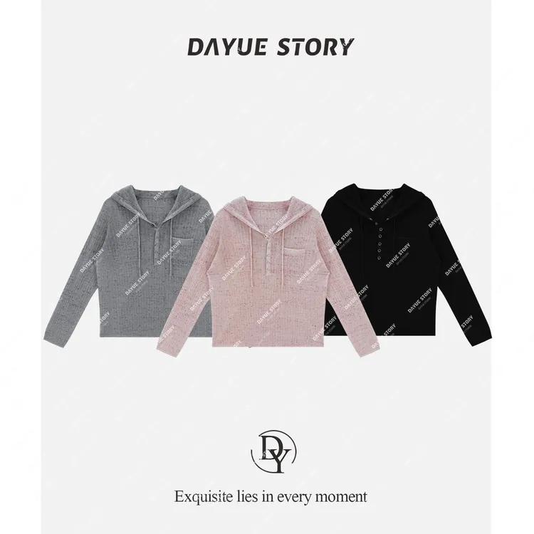 DAYUE【点子纱帽衫】髙颜值百搭~特仿纱线敲细16针点子纱连帽帽衫