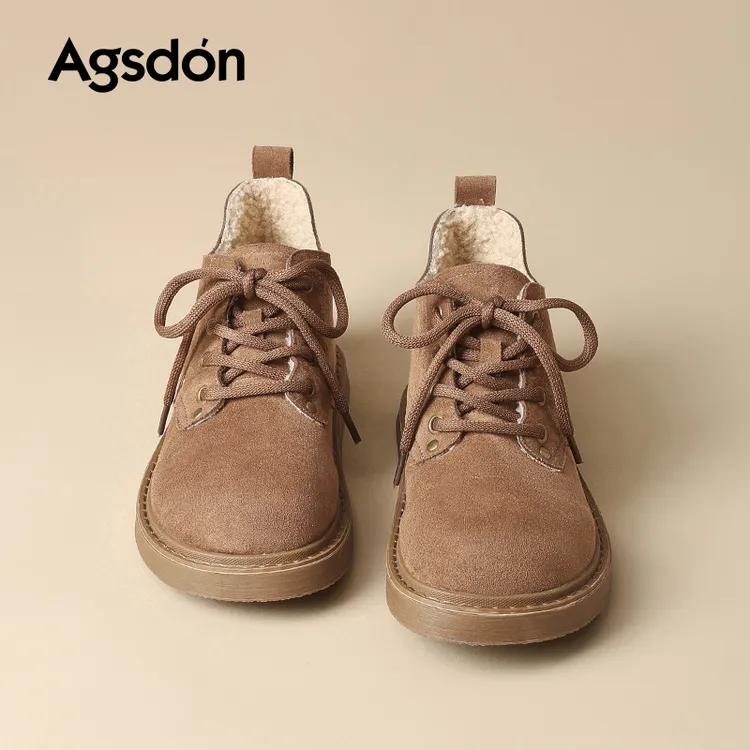 m奥古狮登厚底马丁靴女2025秋季新款加绒加厚保暖美拉德短靴子xx