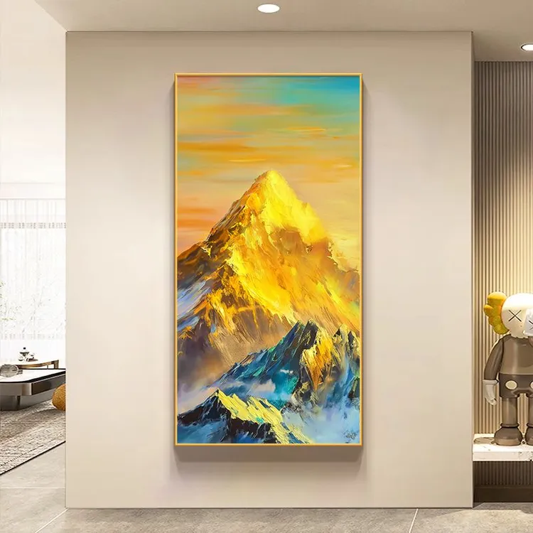 简约日照金山玄关装饰画入户迎门墙挂画靠山图走廊用家居饰品