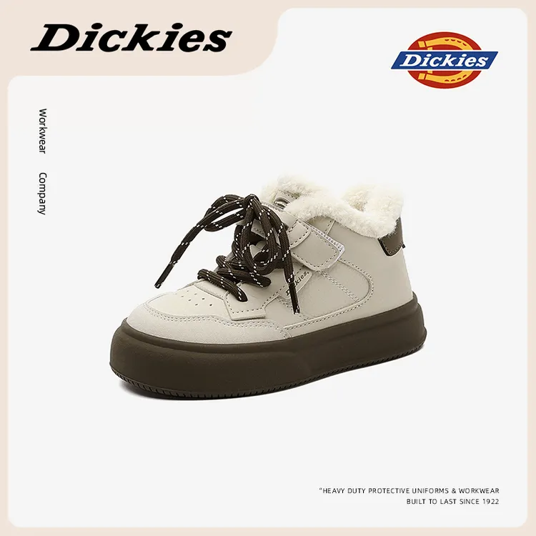 Dickies儿童雪地靴新款亲子鞋休闲板鞋加绒加厚保暖中高帮雪地靴