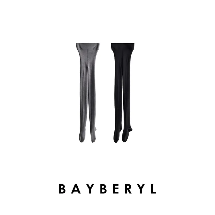 BAYBERYL老贝黑灰连脚羊绒真丝高弹百搭秋打底裤9XXK5I1142-9/14