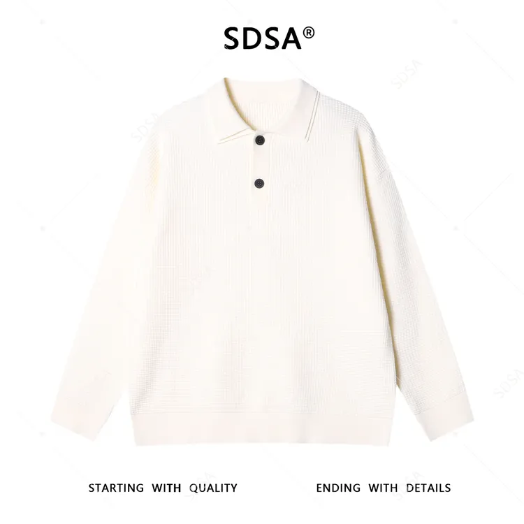 SDSA男士秋冬新款痞帅男装韩版纯色双层polo领针织衫百搭套头毛衣