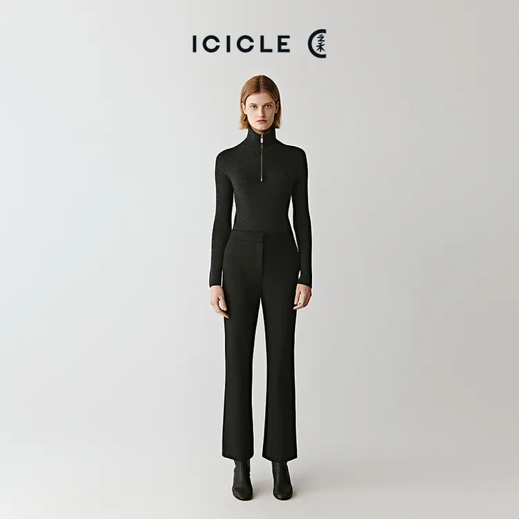 【9.26上新】ICICLE之禾25早秋新品厚弹力羊毛罗马布喇叭裤0566
