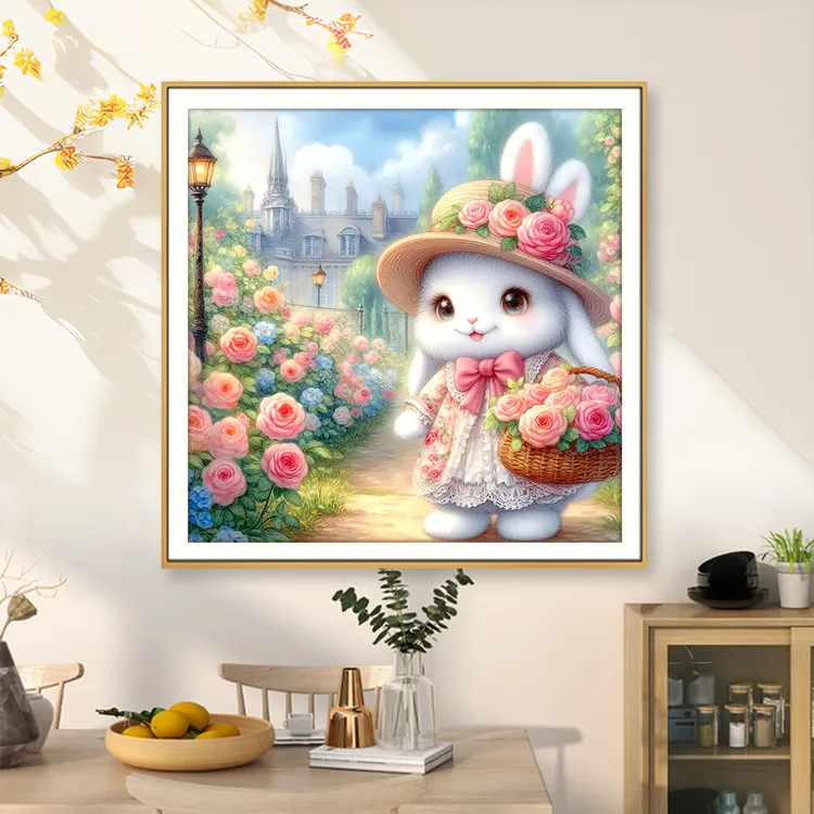 玫瑰小兔子2025年新款十字绣客厅卡通治愈系刺绣卧室床头手工礼物