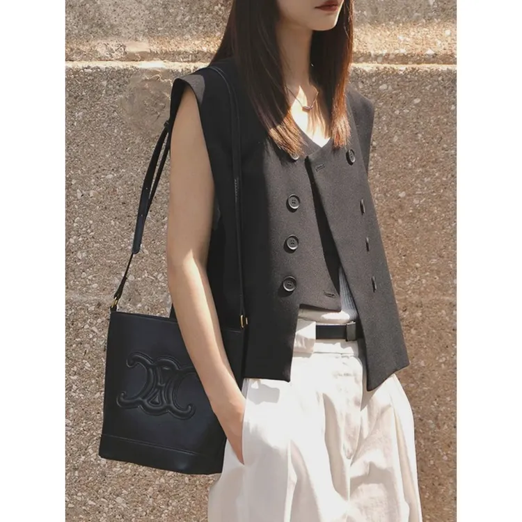 西装马甲女2025新款宽松高级感无袖外套黑色气质休闲时尚外穿上衣