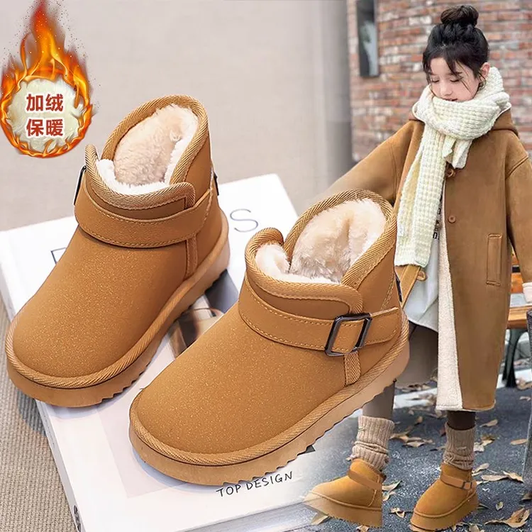 ABC女童雪地靴2025冬季加厚儿童加绒棉靴中大童软底防滑保暖大棉
