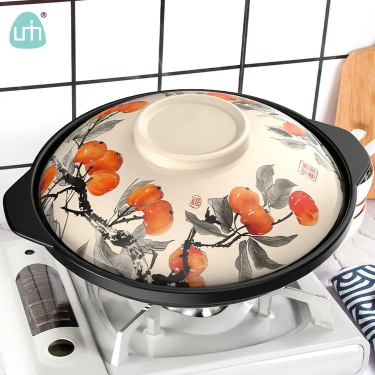 柚米一粒柿柿如意干烧锅陶瓷砂锅煲仔锅耐高温石锅炖锅明火焖煲