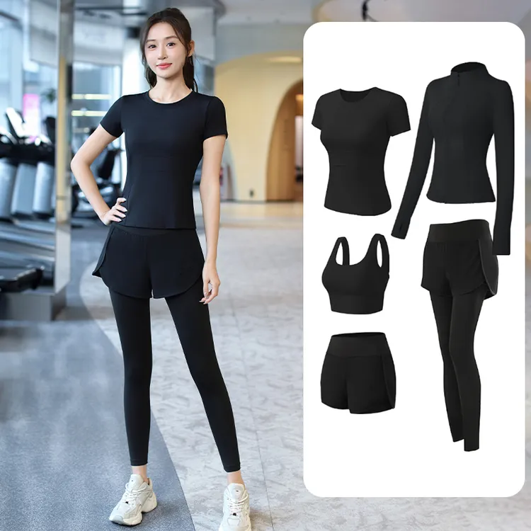 健身衣运动套装女透气高档次弹力速干健身房晨跑步春秋修身瑜伽服商品图