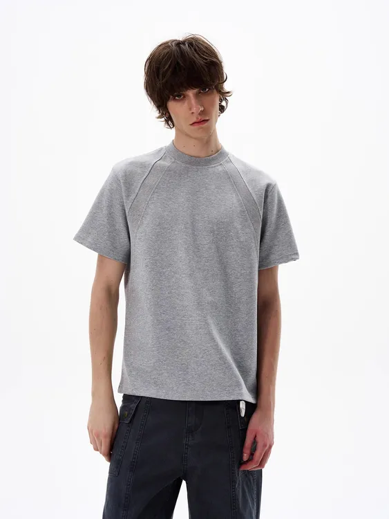 解构boxy短袖高级感半袖新款cleanfitT恤男士遮大肚子男生短袖T恤